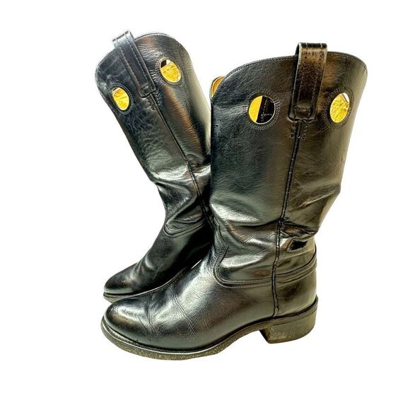 ACME Vintage Black Leather Cowboy Boots Size 9D - Picture 1 of 13